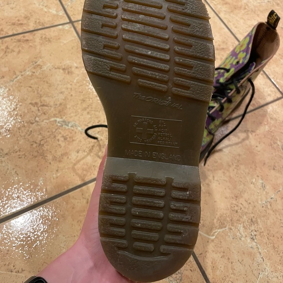 Vintage Dr. Martens Purple and Green Floral Boots - Picture 7 of 8